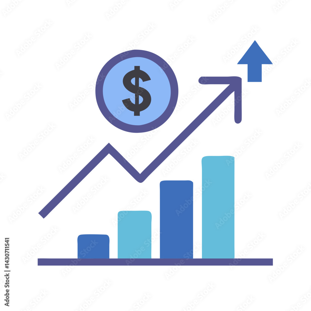 Financial growth chart with dollar sign on black background Financial growth chart with dollar sign on black background