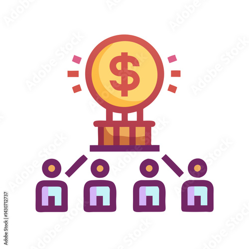 Profit sharing, team earning money, income distribution concept