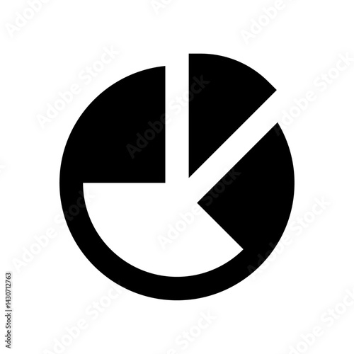 Pie Chart Icon: Minimalist graphic of a pie chart, representing data distribution. Perfectly conveys statistical information, analysis, or a breakdown of components.