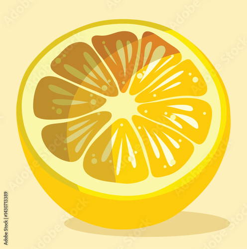 Half Lemon Slice - Vibrant Vector Illustration