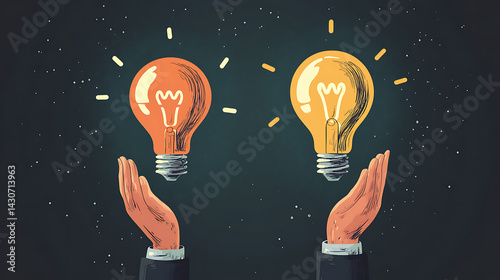Creative Question and Idea Concept – Light Bulbs with Question Marks  Ai Generated