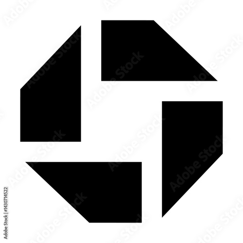 Octagon Abstract Shape: A bold, black octagon graphic features an intriguing geometric design, with distinct shapes creating a visually striking and modern abstract composition.