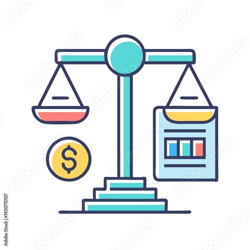 Finance balance, money versus data, analysis concept illustration