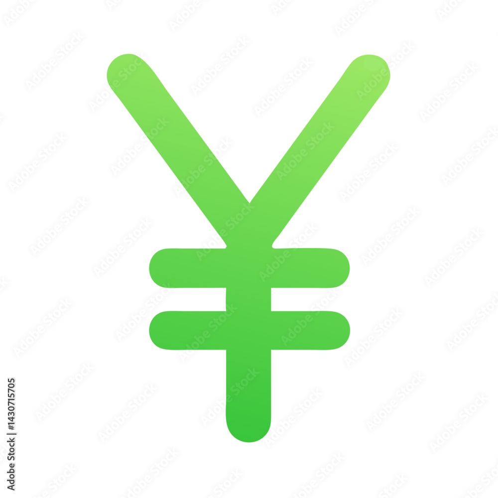 Fototapeta premium Green Yen Sign on Black Background for Finance