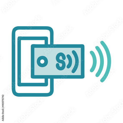 Mobile contactless payment icon, phone paying via NFC