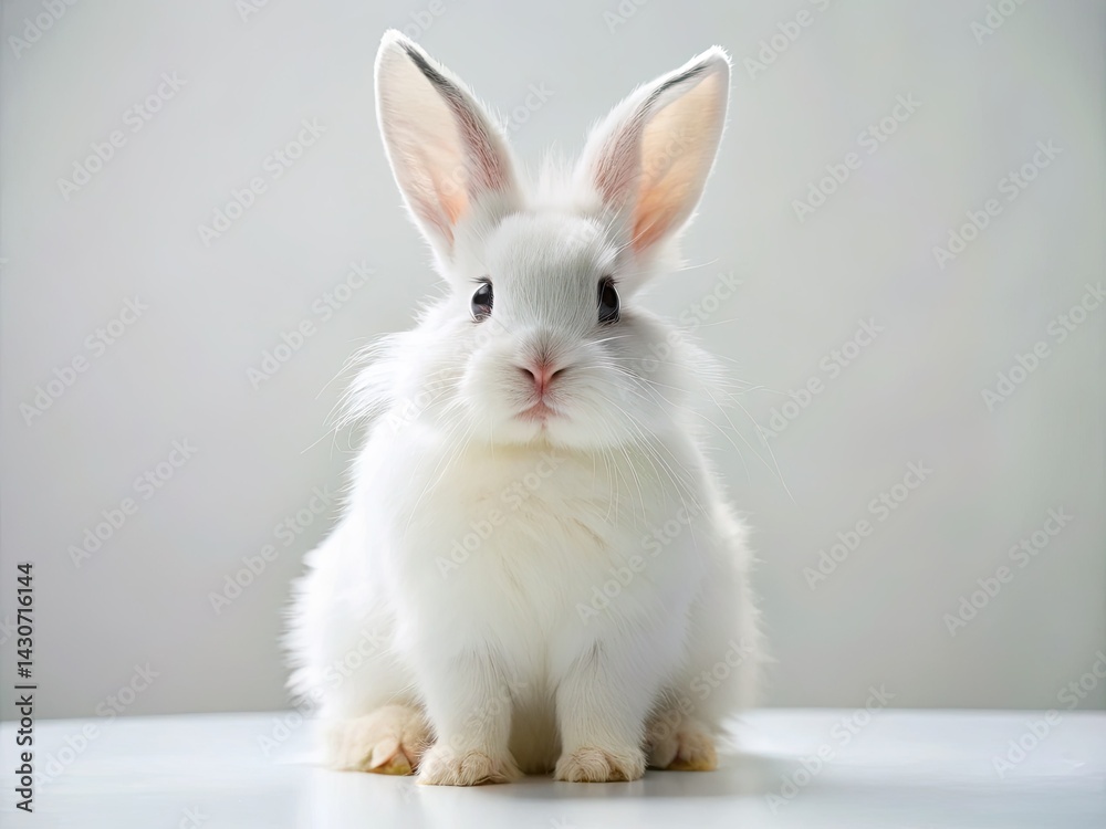 Obraz premium Adorable Bunny, White Rabbit, Cute Pet Rabbit, Easter Bunny Photo, High-Resolution Rabbit Image, Isolated Rabbit Image, Studio Photography Rabbit