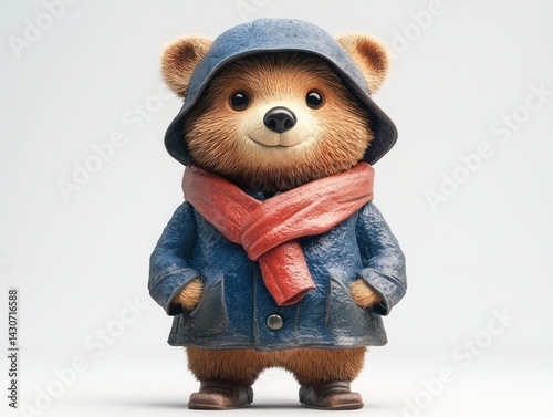 teddy bear, cute teddy bear figure in a hat, 3D printed figure of a bear