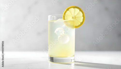 Glass of fresh lemonade isolated on white background