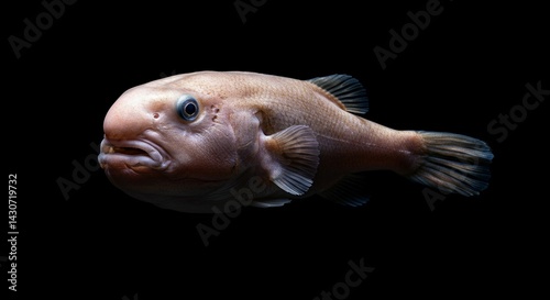 Minimalist Blobfish Portrait on Black Background