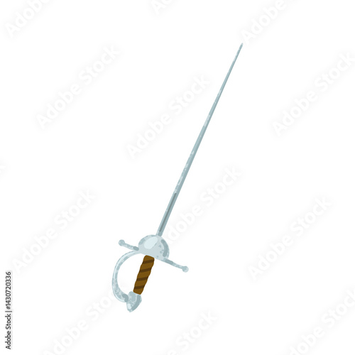 Vector Colorful Illustration of Sword Isolated on White Background