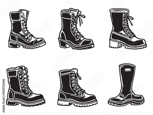 boots line art minimalistic design with clean and simple style