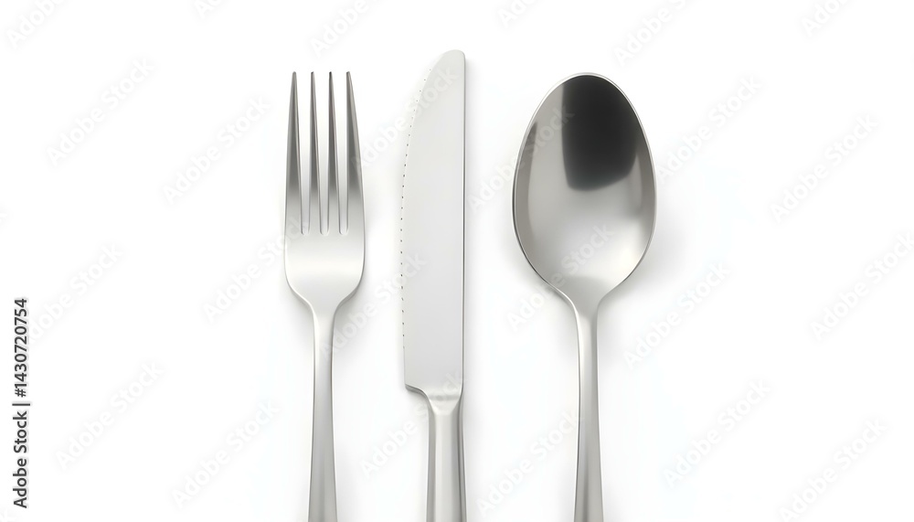 Cutlery set with Fork, Knife and Spoon isolated on white background Cutlery set with Fork, Knife and Spoon isolated on white background