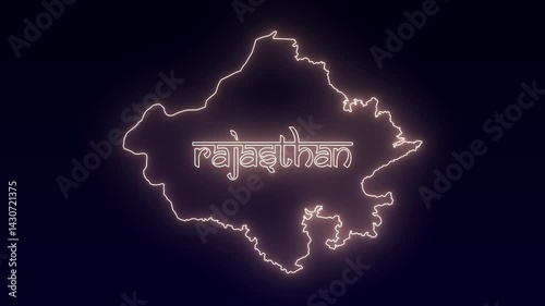Rajasthan India State Province Glowing Map Reveal Effect 4K Video
