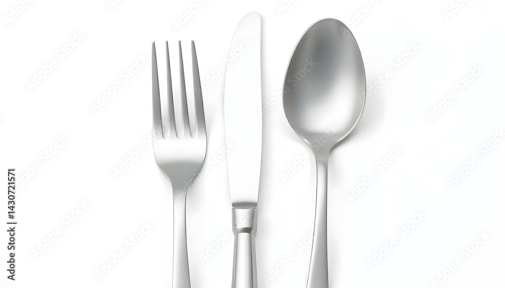 Cutlery set with Fork, Knife and Spoon isolated on white background Cutlery set with Fork, Knife and Spoon isolated on white background