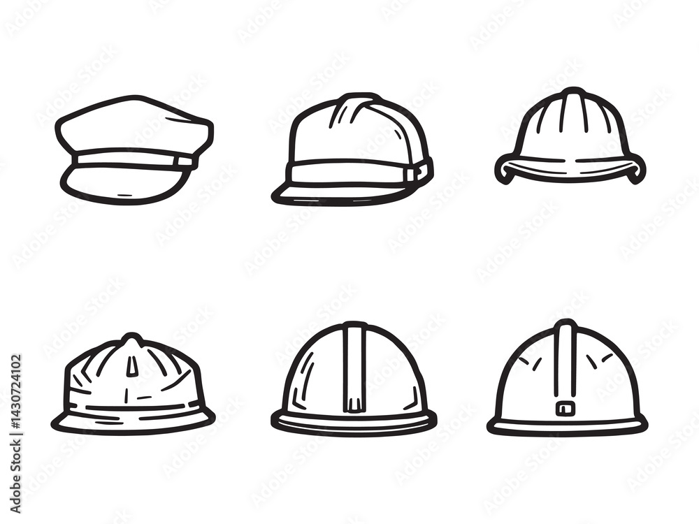 Fototapeta premium Cap line art illustration simple black and white drawing design