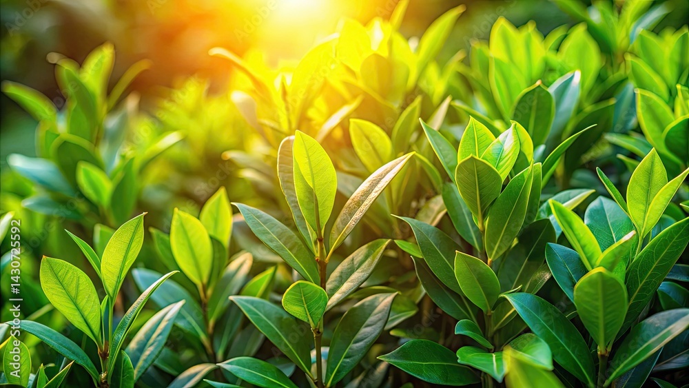 Obraz premium Lush Green Laurel Bush: Vibrant Foliage, Close-up Photography, Nature, Plants, Leaves