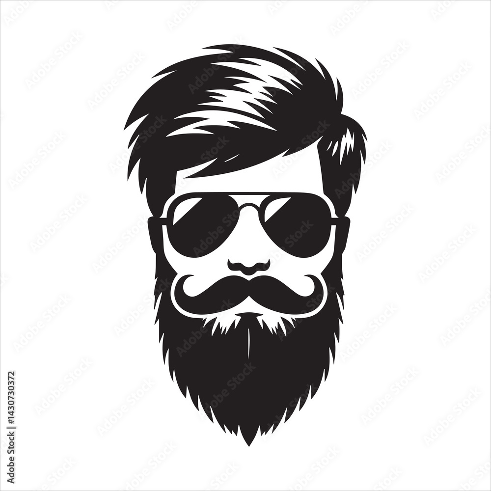 Bearded man icon with modern hairstyle vector illustration Bearded man icon with modern hairstyle vector illustration
