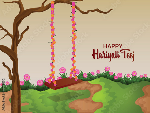 Teej festival illustration banner design