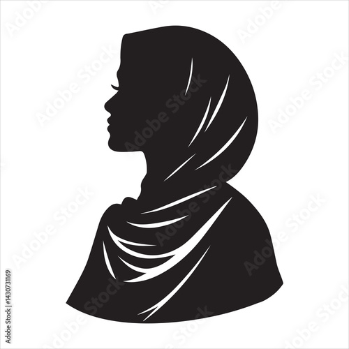 Hijab girl silhouette with confident stance vector illustration