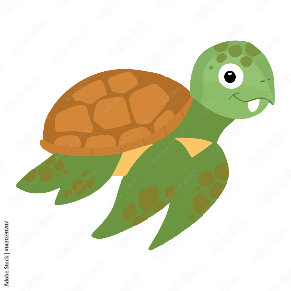 Obraz premium Kawaii turtle character design illustration. kawaaii, cute turtles. Cute sea turtle cartoon isolated on white background Vector illustration
