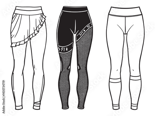 leggingsart abstract leggings sketch with elegant line art style