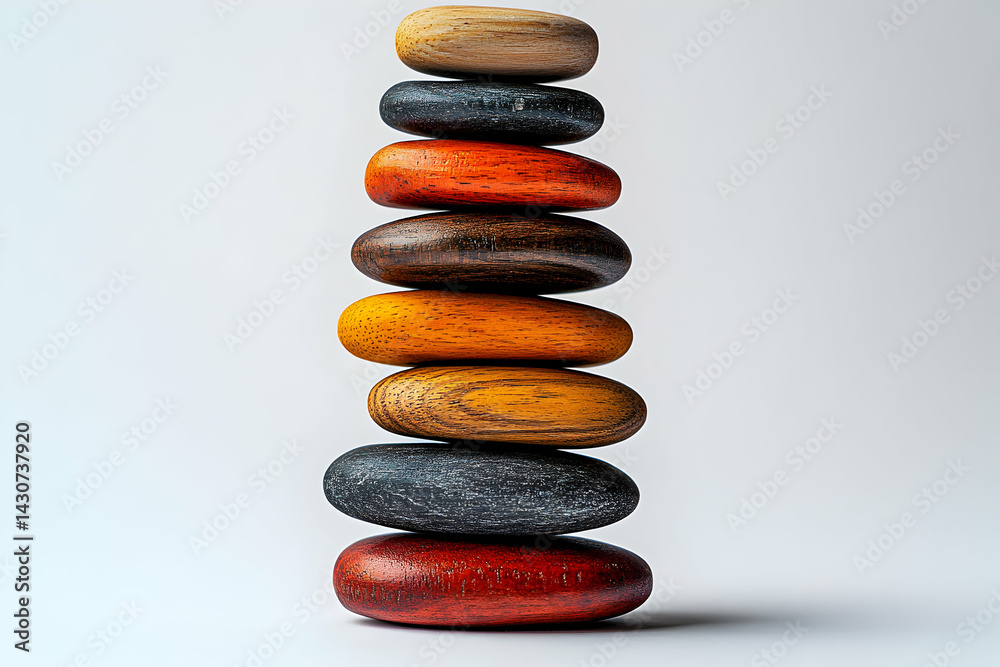 Stacked Colorful Stones Displaying Balance and Calm Stacked Colorful Stones Displaying Balance and Calm