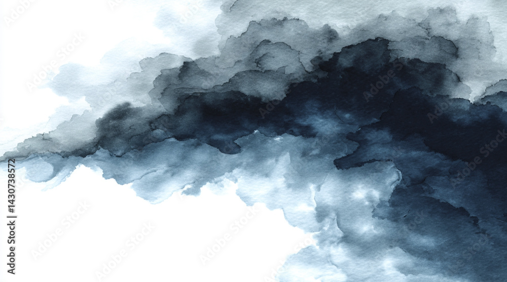 Obraz premium abstract watercolor paint background dark blue gradient color with fluid curve lines texture and white space for text with copy space