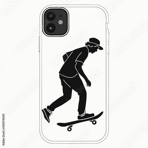 Phone Case Design Featuring Skateboarder Silhouette Urban Culture Mobile Accessory