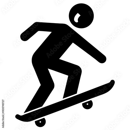 Skateboarder Icon Vector Illustration Simple Silhouette Design Stylish And Modern Art