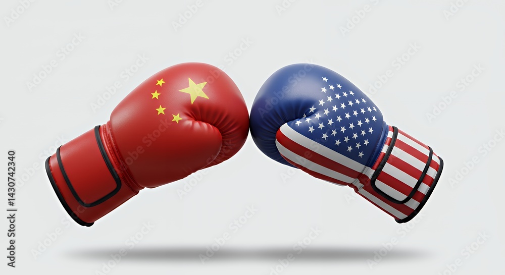 Boxing Gloves Showcasing Usa Versus China Conflict and Competition