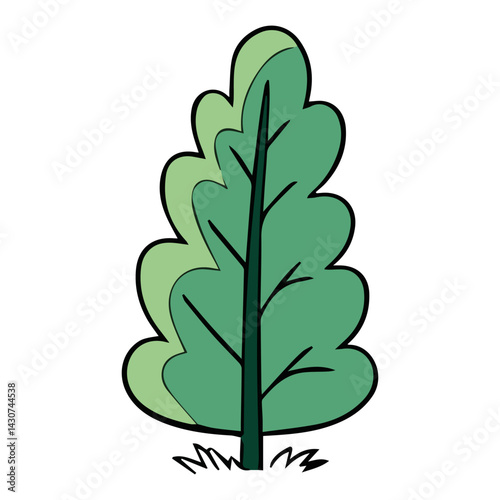 Hand drawn shrub bush shrubbery tree. set of garden plant element. Eco element