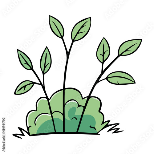 Hand drawn shrub bush shrubbery tree. set of garden plant element. Eco element