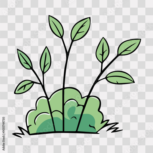 Hand drawn shrub bush shrubbery tree. set of garden plant element. Eco element