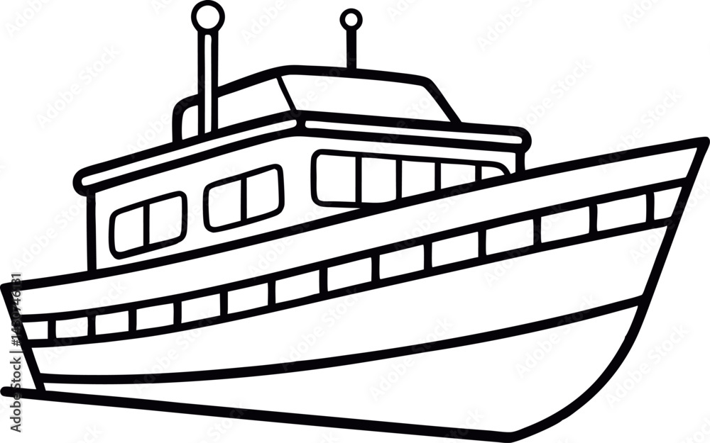 Obraz premium ship silhouette vector line art