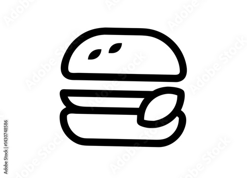Minimalistic Black and White Hamburger Line Drawing Vector Icon