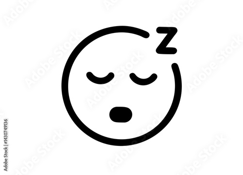 Sleeping Emoji with "Z" Symbol, Minimalistic Black and White Design Vector Icon