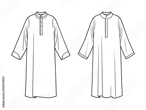 thobe art minimalist line art of traditional attire with detail