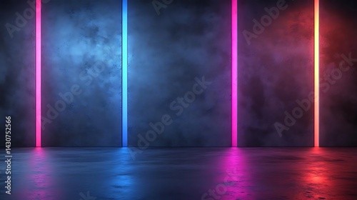 Wallpaper Mural Neon lights illuminate smoky room Torontodigital.ca