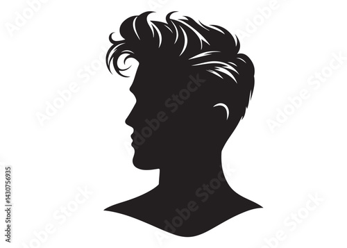 silhouette of a hairstyle logo silhouette, men hairstyle logo icon silhouette, bearded man head silhouette, black silhouette man haircut silhouette vector on white background