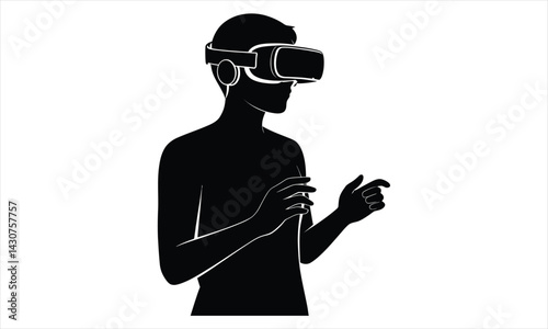 Person Using VR Headset Silhouette