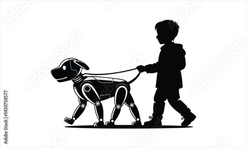Boy Walking Robotic Dog