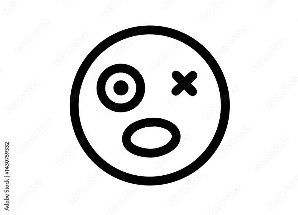 Vector Illustration of a Minimalistic Face with Circular Head and Geometric Eyes Vector Illustration of a Minimalistic Face with Circular Head and Geometric Eyes