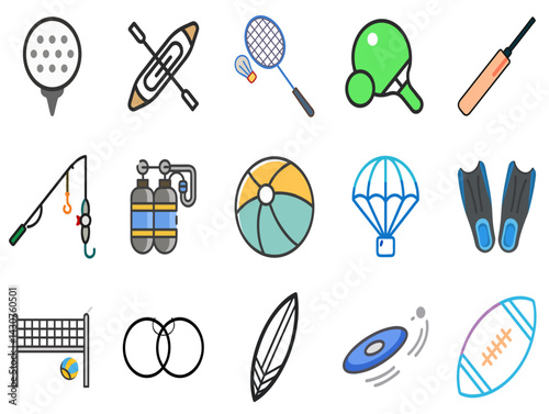 Summer Games Icon Set – Lineal Color Editable Stroke Collection