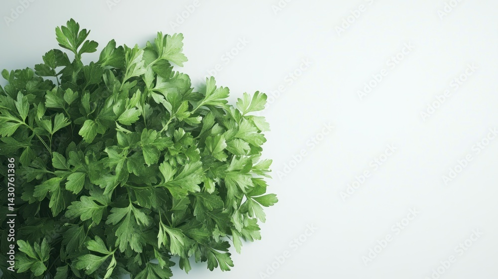 Obraz premium Fresh Parsley Bunch on White Background