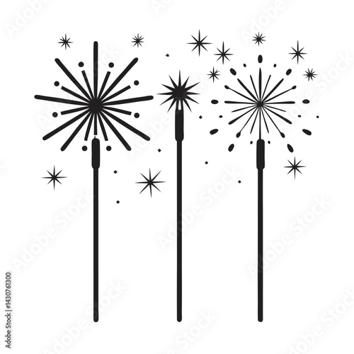 American sparklers set isolated shilhotee vector on white background