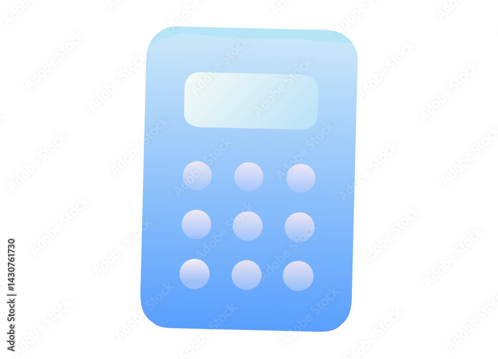Vector Illustration of a Minimalistic Calculator with a Blue Gradient, Rounded Corners, and Circular Buttons Vector Illustration of a Minimalistic Calculator with a Blue Gradient, Rounded Corners, and Circular Buttons