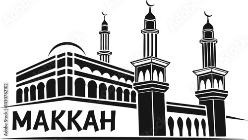 Silhouette vector Kaaba on white background