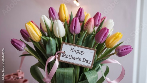 Colorful Tulip Bouquet Mothers Day Gift Spring Flowers