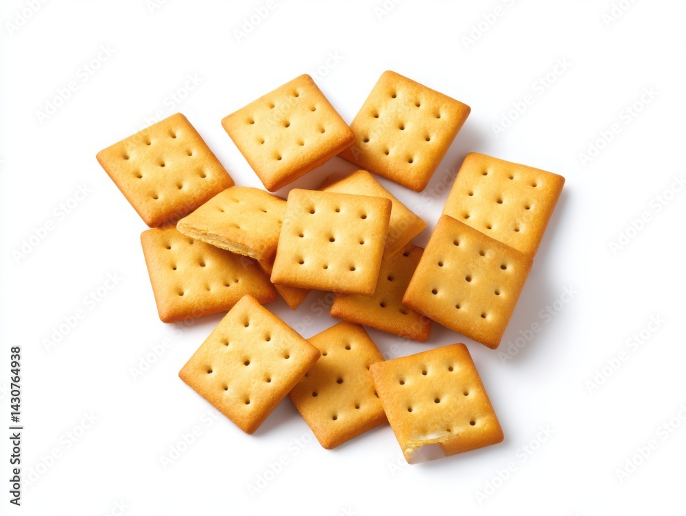 Pile of crackers snack food item isolated on white background Pile of crackers snack food item isolated on white background