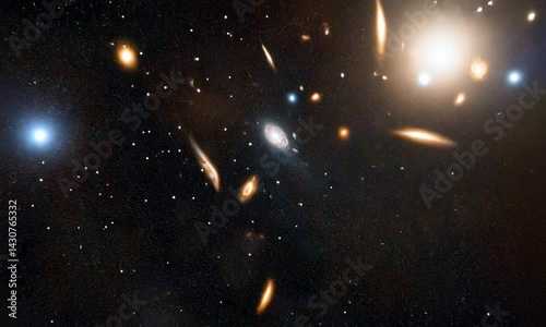 Breathtaking deep space view of glowing stars in motion resembling distant galaxies made with Generative AI technology